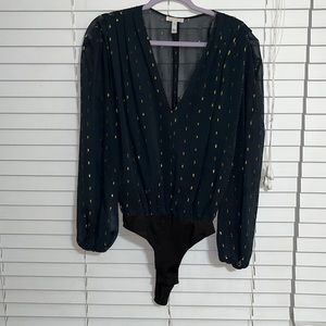 Keith Black bodysuit with gold sparkles